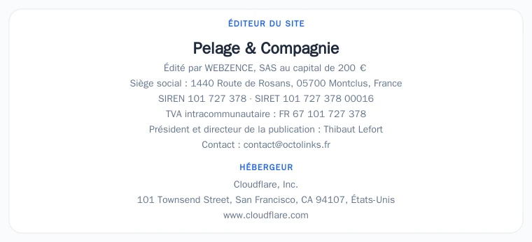 Coordonnées légales de l&rsquo;éditeur et de l&rsquo;hébergeur du site